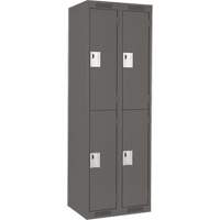 Clean Line Lockers, 2 -tier, Bank of 2, 24" x 18" x 72", Steel, Charcoal, Rivet (Assembled) Pathway Supply LP