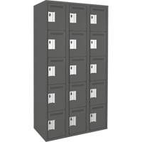 Assembled Clean Line Personal Effects Lockers, 5 -tier, Bank of 3, 12" x 72" x 36", Steel Pathway Supply LP