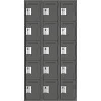 Assembled Clean Line Personal Effects Lockers, 5 -tier, Bank of 3, 12" x 72" x 36", Steel Pathway Supply LP