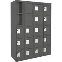 Assembled Clean Line Personal Effects Lockers, 5 -tier, Bank of 4, 12" x 72" x 48", Steel Pathway Supply LP