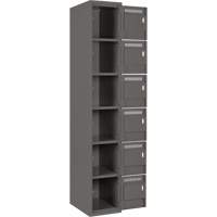 Clean Line Lockerette, 6 -tier, Bank of 4, 48" x 18" x 72", Steel, Charcoal, Rivet (Assembled) Pathway Supply LP