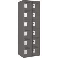 Clean Line Lockerette, 6 -tier, Bank of 2, 24" x 18" x 72", Steel, Charcoal, Rivet (Assembled) Pathway Supply LP