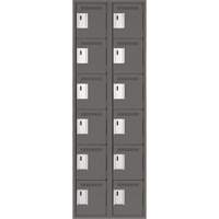 Clean Line Lockerette, 6 -tier, Bank of 2, 24" x 18" x 72", Steel, Charcoal, Rivet (Assembled) Pathway Supply LP