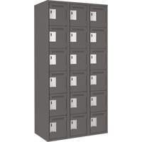Clean Line Lockerette, 6 -tier, Bank of 3, 36" x 18" x 72", Steel, Charcoal, Rivet (Assembled) Pathway Supply LP