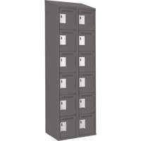 Clean Line Lockerette, 6 -tier, Bank of 2, 24" x 18" x 78", Steel, Charcoal, Rivet (Assembled) Pathway Supply LP