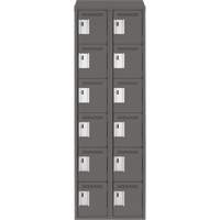 Clean Line Lockerette, 6 -tier, Bank of 2, 24" x 18" x 78", Steel, Charcoal, Rivet (Assembled) Pathway Supply LP