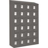 Clean Line Lockerette, 6 -tier, Bank of 4, 48" x 18" x 78", Steel, Charcoal, Rivet (Assembled) Pathway Supply LP