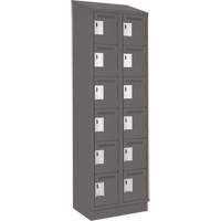 Clean Line Lockerette, 6 -tier, Bank of 2, 24" x 18" x 82", Steel, Charcoal, Rivet (Assembled) Pathway Supply LP