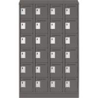Clean Line Lockerette, 6 -tier, Bank of 4, 48" x 18" x 82", Steel, Charcoal, Rivet (Assembled) Pathway Supply LP