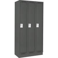 Clean Line Lockers, Bank of 3, 36" x 18" x 76", Steel, Charcoal, Rivet (Assembled) Pathway Supply LP