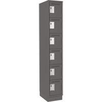Clean Line Lockerette, 6 -tier, 12" x 18" x 76", Steel, Charcoal, Rivet (Assembled) Pathway Supply LP
