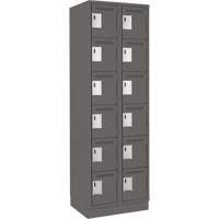Clean Line Lockerette, 6 -tier, Bank of 2, 24" x 18" x 76", Steel, Charcoal, Rivet (Assembled) Pathway Supply LP