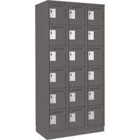 Clean Line Lockerette, 6 -tier, Bank of 3, 36" x 18" x 76", Steel, Charcoal, Rivet (Assembled) Pathway Supply LP