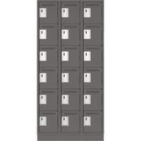 Clean Line Lockerette, 6 -tier, Bank of 3, 36" x 18" x 76", Steel, Charcoal, Rivet (Assembled) Pathway Supply LP