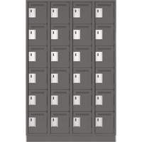 Clean Line Lockerette, 6 -tier, Bank of 4, 48" x 18" x 76", Steel, Charcoal, Rivet (Assembled) Pathway Supply LP