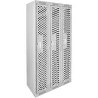 Clean Line Lockers, Bank of 3, 36" x 12" x 72", Steel, Grey, Rivet (Assembled), Perforated Pathway Supply LP