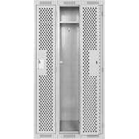 Clean Line Lockers, Bank of 3, 36" x 12" x 72", Steel, Grey, Rivet (Assembled), Perforated Pathway Supply LP