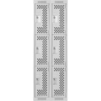 Clean Line Lockers, 3 -tier, Bank of 2, 24" x 12" x 72", Steel, Grey, Rivet (Assembled), Perforated Pathway Supply LP