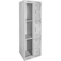 Clean Line Lockers, 3 -tier, Bank of 2, 24" x 12" x 72", Steel, Grey, Rivet (Assembled), Perforated Pathway Supply LP