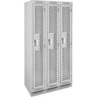 Clean Line Lockers, Bank of 3, 36" x 12" x 76", Steel, Grey, Rivet (Assembled), Perforated Pathway Supply LP