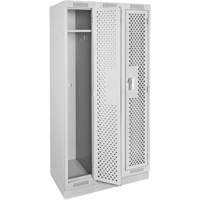 Clean Line Lockers, Bank of 3, 36" x 12" x 76", Steel, Grey, Rivet (Assembled), Perforated Pathway Supply LP