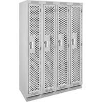 Clean Line Lockers, Bank of 4, 48" x 12" x 76", Steel, Grey, Rivet (Assembled), Perforated Pathway Supply LP