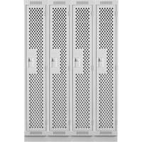 Clean Line Lockers, Bank of 4, 48" x 12" x 76", Steel, Grey, Rivet (Assembled), Perforated Pathway Supply LP