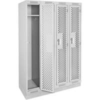 Clean Line Lockers, Bank of 4, 48" x 12" x 76", Steel, Grey, Rivet (Assembled), Perforated Pathway Supply LP
