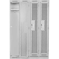 Clean Line Lockers, Bank of 4, 48" x 12" x 76", Steel, Grey, Rivet (Assembled), Perforated Pathway Supply LP