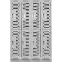 Clean Line Lockers, 2 -tier, Bank of 4, 48" x 12" x 76", Steel, Grey, Rivet (Assembled), Perforated Pathway Supply LP