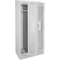 Clean Line Lockers, Bank of 3, 36" x 15" x 82", Steel, Grey, Rivet (Assembled), Perforated Pathway Supply LP