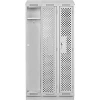 Clean Line Lockers, Bank of 3, 36" x 15" x 82", Steel, Grey, Rivet (Assembled), Perforated Pathway Supply LP
