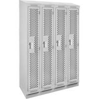 Clean Line Lockers, Bank of 4, 48" x 15" x 82", Steel, Grey, Rivet (Assembled), Perforated Pathway Supply LP