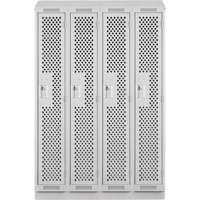 Clean Line Lockers, Bank of 4, 48" x 15" x 82", Steel, Grey, Rivet (Assembled), Perforated Pathway Supply LP
