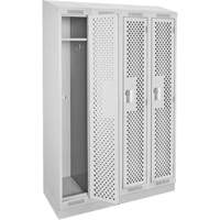 Clean Line Lockers, Bank of 4, 48" x 15" x 82", Steel, Grey, Rivet (Assembled), Perforated Pathway Supply LP