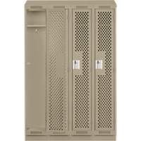 Clean Line Lockers, Bank of 4, 48" x 15" x 82", Steel, Grey, Rivet (Assembled), Perforated Pathway Supply LP