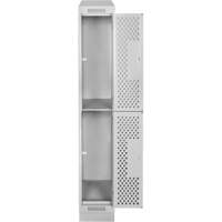 Clean Line Lockers, 2 -tier, 12" x 12" x 82", Steel, Grey, Rivet (Assembled), Perforated Pathway Supply LP