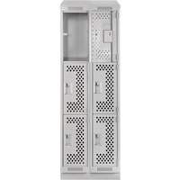 Clean Line Lockers, 3 -tier, Bank of 2, 24" x 18" x 82", Steel, Grey, Rivet (Assembled), Perforated Pathway Supply LP