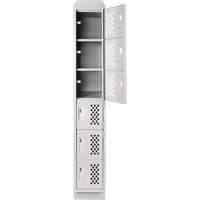 Assembled Lockerettes Clean Line Perforated Economy Lockers, 6 -tier, 18" x 72" x 12", Steel Pathway Supply LP