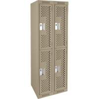 Clean Line Lockers, 2 -tier, Bank of 2, 24" x 15" x 72", Steel, Beige, Rivet (Assembled), Perforated Pathway Supply LP