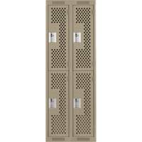 Clean Line Lockers, 2 -tier, Bank of 2, 24" x 15" x 72", Steel, Beige, Rivet (Assembled), Perforated Pathway Supply LP