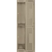 Clean Line Lockers, 2 -tier, Bank of 2, 24" x 15" x 72", Steel, Beige, Rivet (Assembled), Perforated Pathway Supply LP