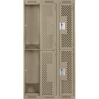 Clean Line Lockers, 2 -tier, Bank of 3, 36" x 15" x 72", Steel, Beige, Rivet (Assembled), Perforated Pathway Supply LP