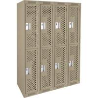Clean Line Lockers, 2 -tier, Bank of 4, 48" x 15" x 72", Steel, Beige, Rivet (Assembled), Perforated Pathway Supply LP
