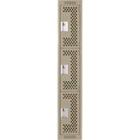 Clean Line Lockers, 3 -tier, 12" x 12" x 72", Steel, Beige, Rivet (Assembled), Perforated Pathway Supply LP