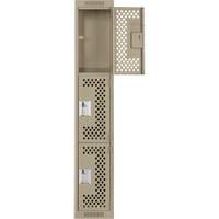 Clean Line Lockers, 3 -tier, 12" x 12" x 72", Steel, Beige, Rivet (Assembled), Perforated Pathway Supply LP