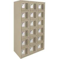 Clean-Line Perforated Lockerette, 6 -tier, Bank of 3, 12" x 72" x 12", Steel Pathway Supply LP