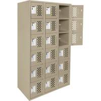 Clean-Line Perforated Lockerette, 6 -tier, Bank of 3, 12" x 72" x 12", Steel Pathway Supply LP