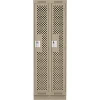 Clean Line Lockers, Bank of 2, 24" x 12" x 76", Steel, Beige, Rivet (Assembled), Perforated Pathway Supply LP
