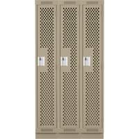 Clean Line Lockers, Bank of 3, 36" x 12" x 76", Steel, Beige, Rivet (Assembled), Perforated Pathway Supply LP